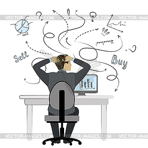 Man working on computer.Businessman or office - vector image