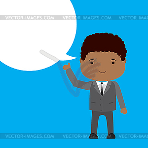 Афро-американский бизнесмен с пузырем речи - векторный клипарт EPS