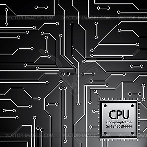 Cpu. Microprocessor. Microchip and Circuit board - vector image