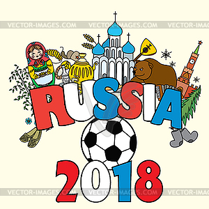 Russia 2018. Russian symbols - vector clipart
