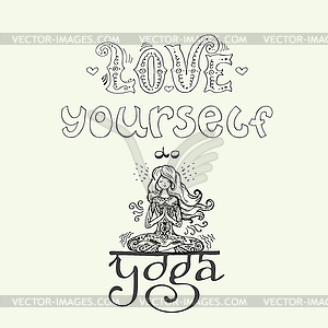 Background with lettering - Love Yourself and Yoga - vector EPS clipart