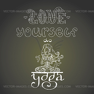 Background with lettering - Love Yourself and Yoga - vector clipart