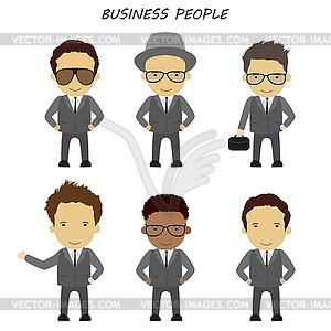 Set of cartoon business man,different races - stock vector clipart