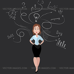 Business woman with good idea - vector clipart