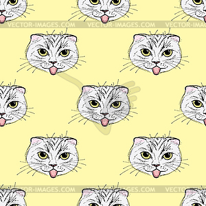 Seamless pattern Funny fashion cat.  - vector image