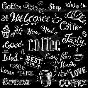 Coffee and cocoa - lettering, - vector image