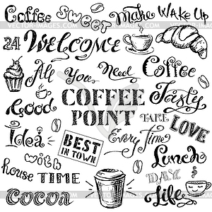 Coffee lettering, - vector clipart