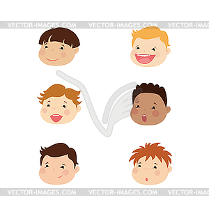 Smiling faces of boys,icon or avatar - vector image