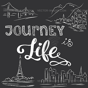 Motivation card with calligraphy and text journey i - vector clip art