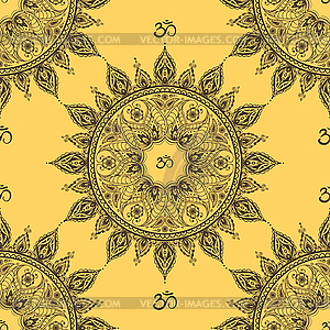 Ornamental ethnic mandala seamless pattern - vector image