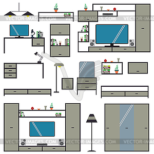 Cartoon Big Set home furniture, - vector image