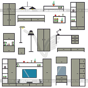 Cartoon Big Set home furniture, - vector clip art