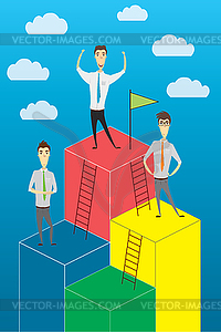 Business Growth or career ladder,cartoon businessman - vector image