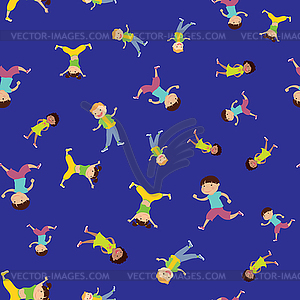 Seamless pattern with cartoon kids - vector image