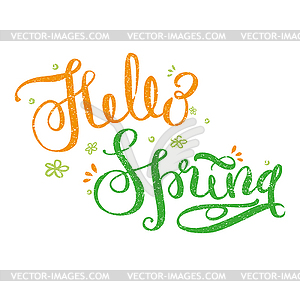 Привет весна - надпись - изображение векторного клипарта