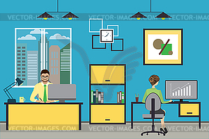 Cartoon business people working at home or modern - vector clipart