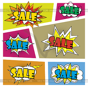 Set Comics speech bubble with expressions stickers - vector image
