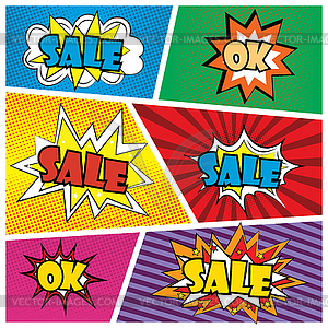 Comics speech bubble with expressions stickers set - vector clip art