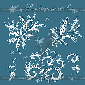 Winter frost decor elements. Template - vector clipart