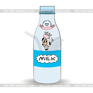 Bottle of milk and cow`s label, - vector clipart