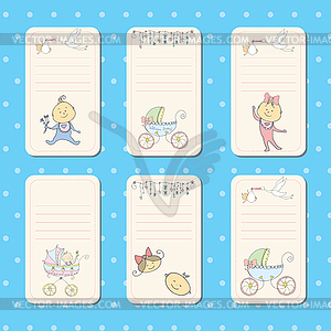 Set of cards for newborn baby - vector clipart