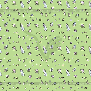 Newborn baby necessities seamless pattern in - vector image