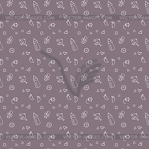 Newborn baby necessities seamless pattern in - vector clipart