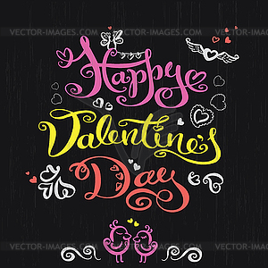 Happy valentines day handwritten text - vector clipart