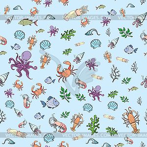 Underwater seamless pattern - vector clip art