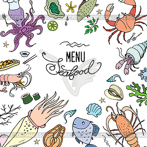Seafood set,icons or objects - vector clipart