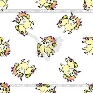 Seamless pattern with cute unicorn,, - color vector clipart