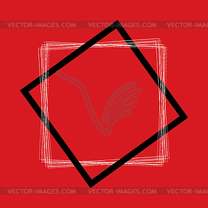 Black and white frame on red background - vector image