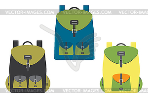 School backpack in flat style, - royalty-free vector clipart