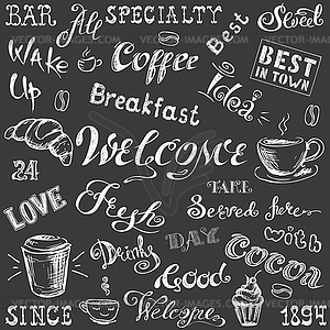 Collection - Coffee lettering and elements, white o - vector clip art