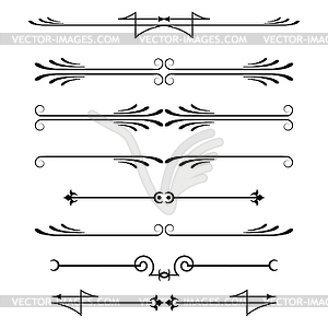 Набор каллиграфических элементов дизайна и декора страницы - векторное изображение клипарта