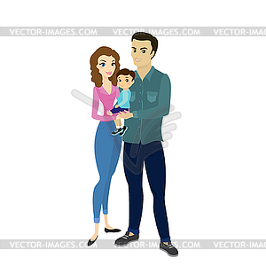 Cute love couple with baby, - vector image