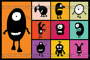 Black monsters with emotions - vector clip art