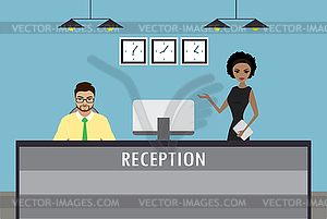 Man sitting and Young african american woman - vector image