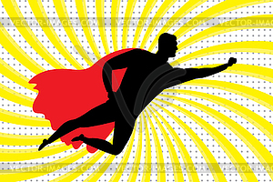 Flying Super Hero silhouette - vector image