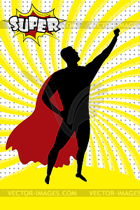 Super Hero silhouette and text SUPER in retro - vector image