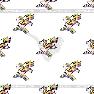 Unicorn and rainbow,horse with horn seamless pattern - vector image