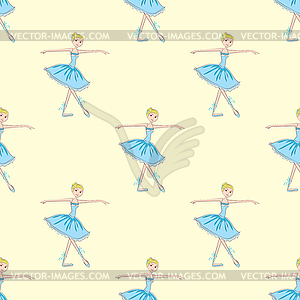 Cute little ballerina seamless pattern - vector clipart