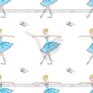 Cute little ballerina seamless pattern - vector image