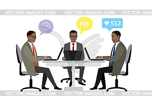 African american Office workers or business people - vector image