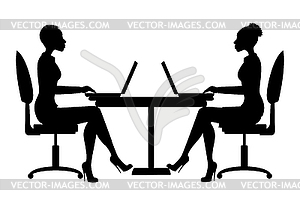 African american Office workers silhouette or - vector image