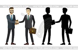 Businessman handshake with silhouette - vector clipart