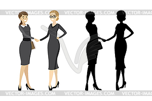 Business woman handshake with silhouette - vector image