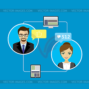 People chat in social networks - vector image