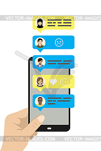 Mobile chatting flat design concept, on whie - vector clipart