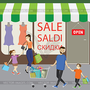Shopping people with bags - vector clipart